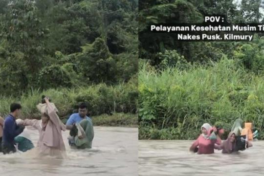 Perjuangan Nakes di Kilmury SBT yang Seberangi Sungai Usai Beri Pelayanan